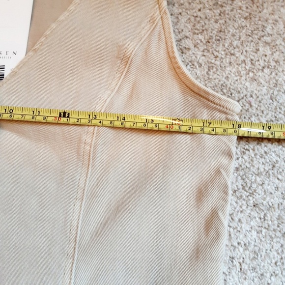 NWT - RISEN Stretch Denim Khaki Tan Crop Vest Button Front Size M - Picture 7 of 13